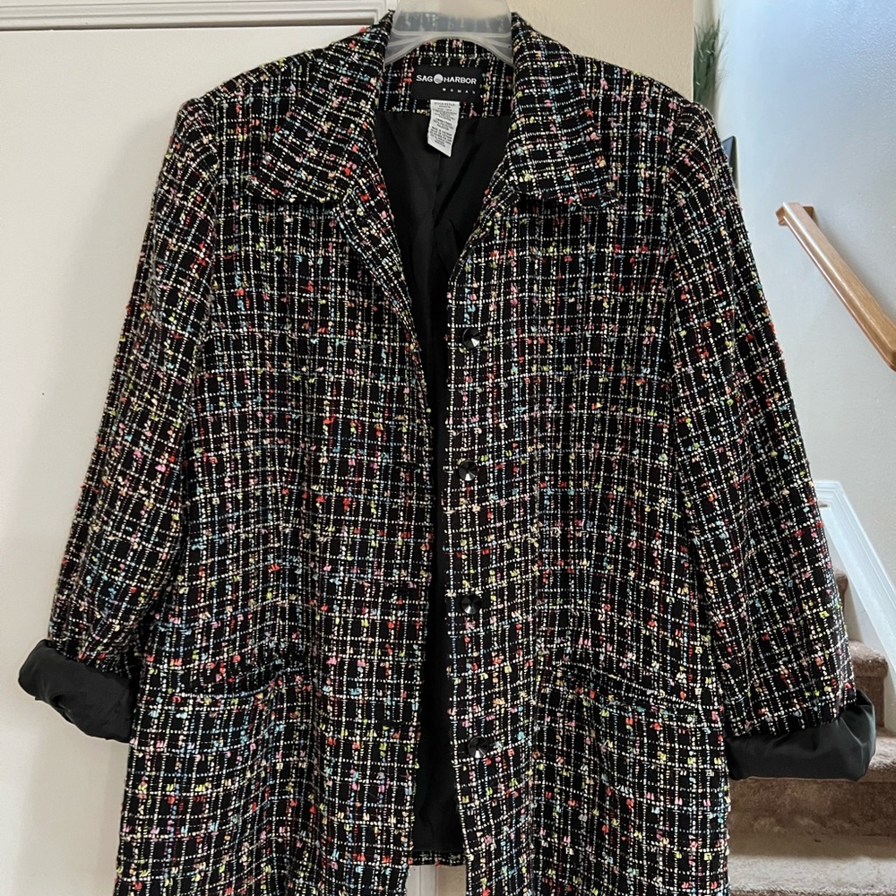 Women's Black Multi-Color Tweed Jacket